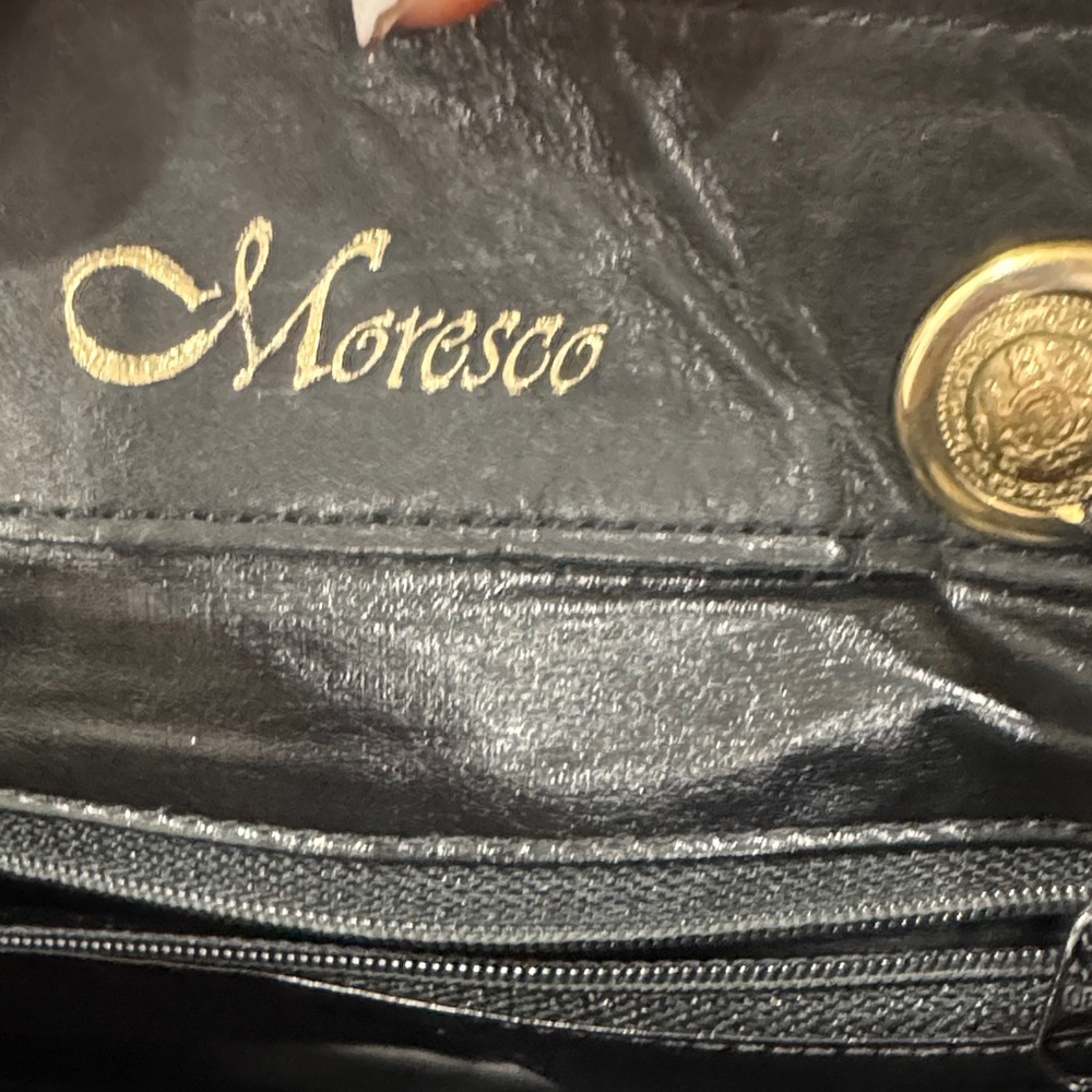 Vintage Moresco Quilted Black Leather Shoulder Bag with Chain & Leather Strap - Picture 2 of 15